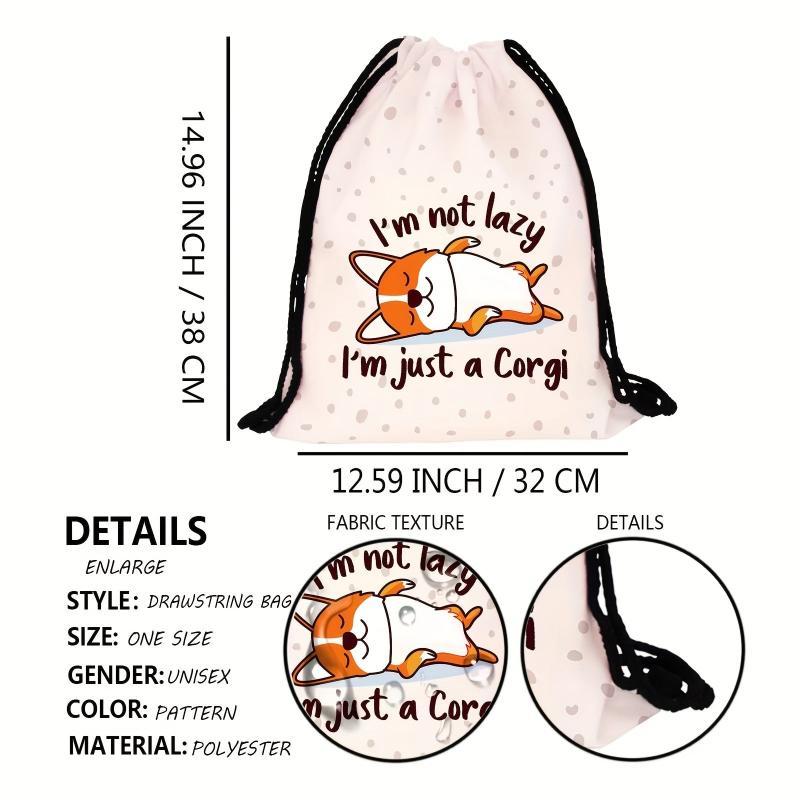 Cartoon Animal Drawstring Backpack Lightweight Waterproof Rucksack