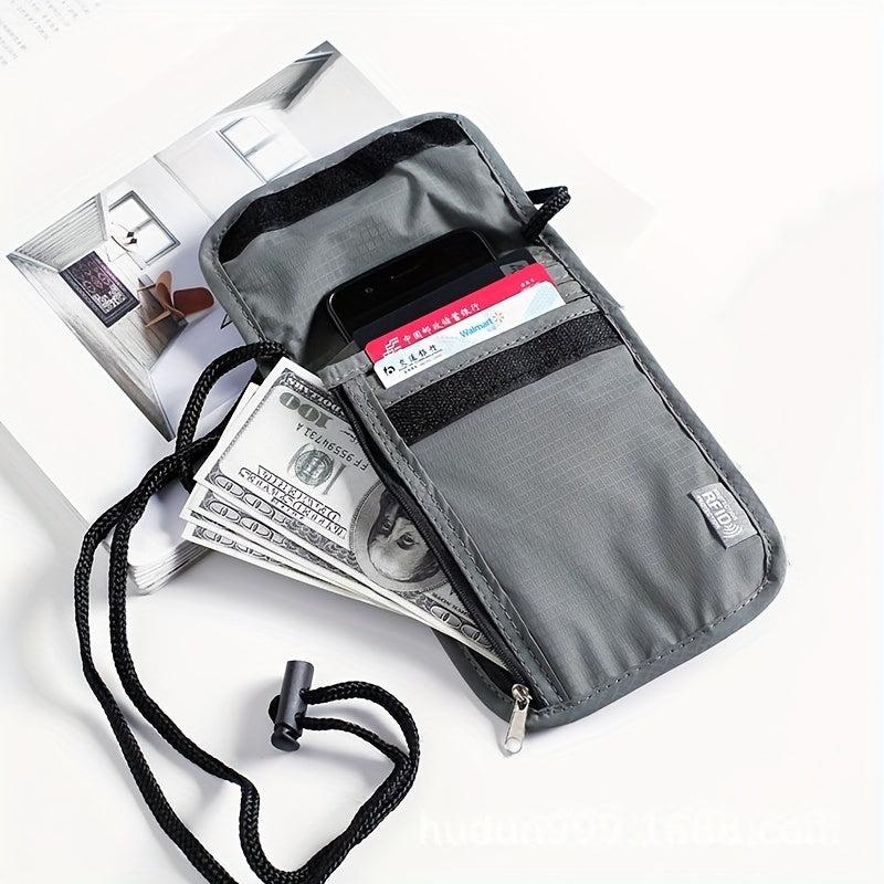 RFID Blocking Passport Holder Neck Pouch Adjustable Strap