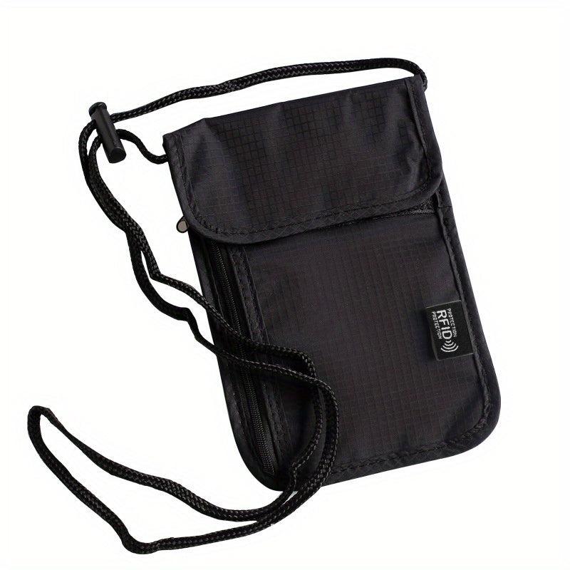 RFID Blocking Passport Holder Neck Pouch Adjustable Strap