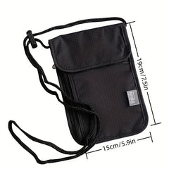 RFID Blocking Passport Holder Neck Pouch Adjustable Strap