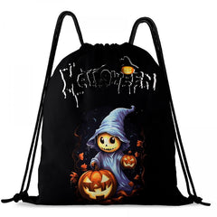 Pumpkin Print Drawstring Backpack for Halloween