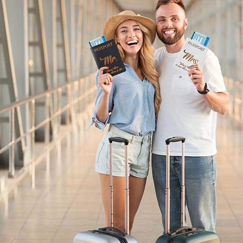 Mr Mrs Passport Holder & Luggage Tag Travel Set