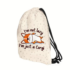 Cartoon Animal Drawstring Sackpack Letter Graphic Backpack