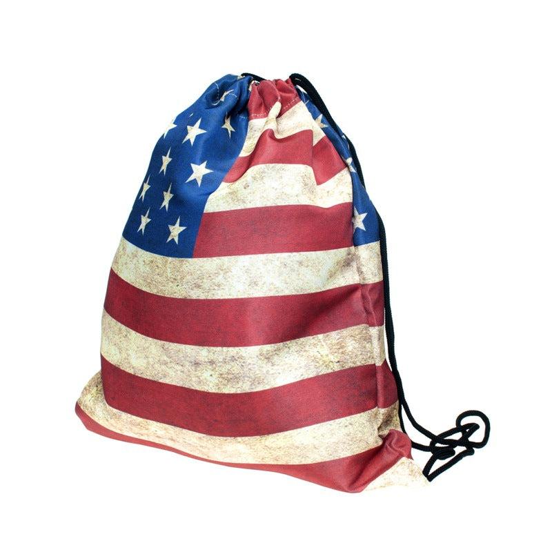 American Flap Drawstring Backpack Lightweight All Match Sports Bag