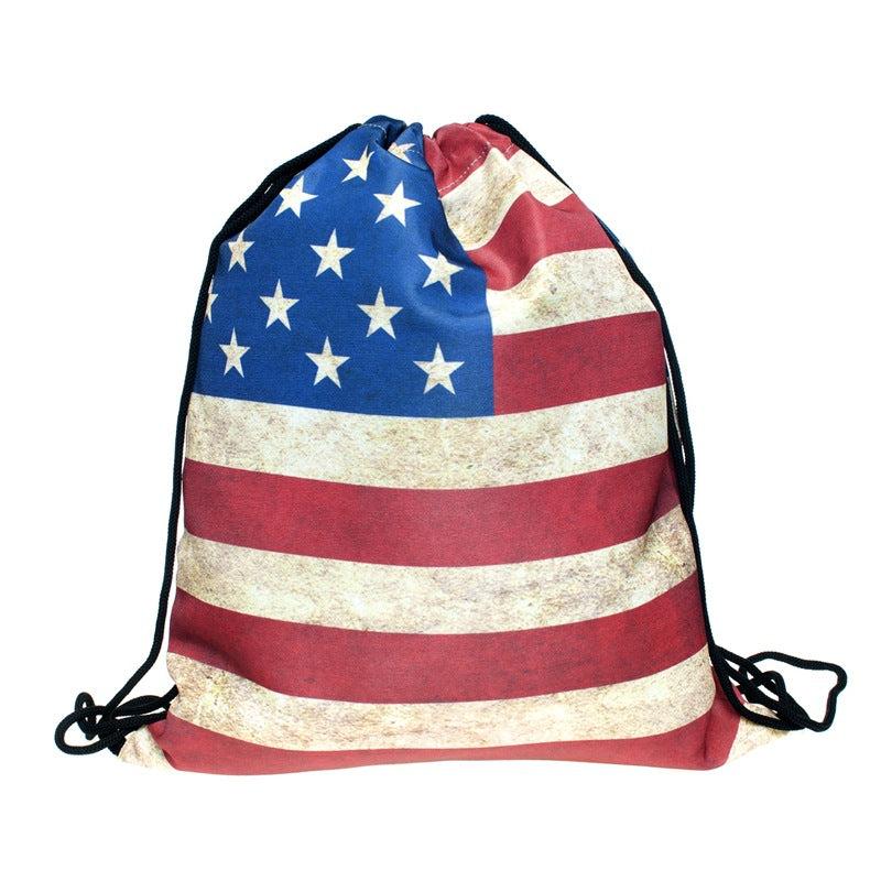 American Flap Drawstring Backpack Lightweight All Match Sports Bag