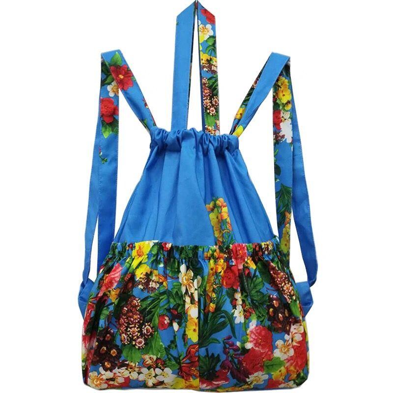 Drawstring Elastic Print Backpack Large Capacity Waterproof Nylon Women's Bags