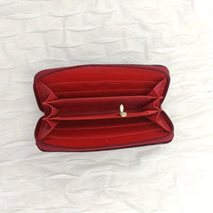 Vintage Crocodile Embossed Long Wallet Zipper Around Coin Purse Faux Leather
