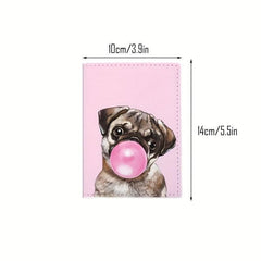 Dog Pattern Passport Bag Travel Passport Holder PU Leather Protector Cover