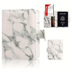 Marble Pattern Passport Case PU Leather Card Holder RFID Blocking Wallet