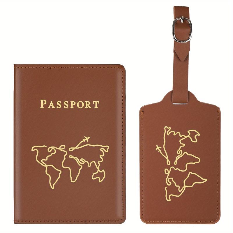Map Pattern Passport Holder Luggage Tag Set