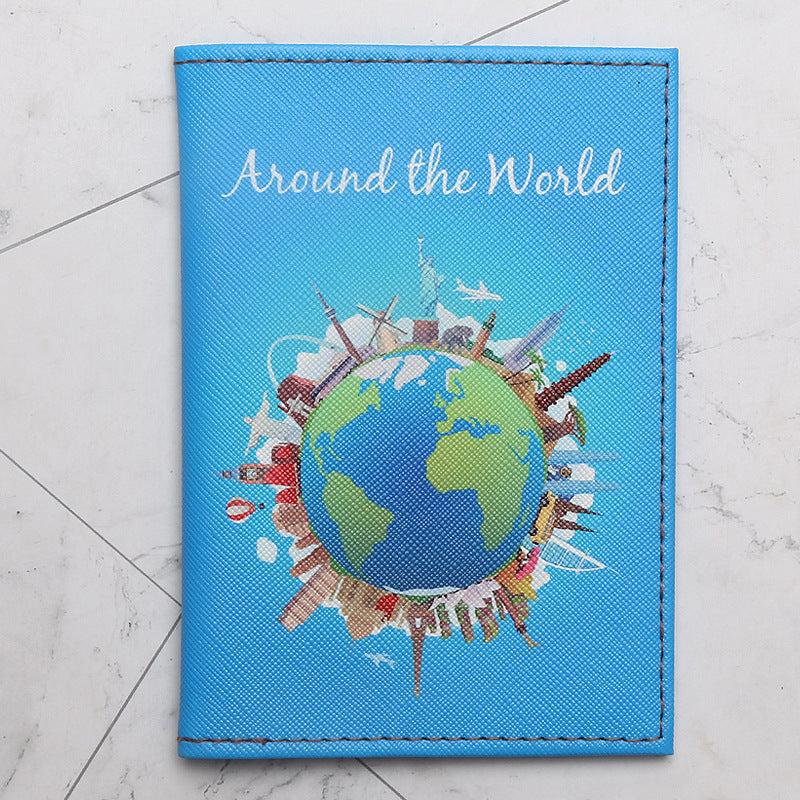 Travel World Map Passport Case PU Leather Holder