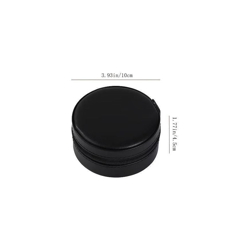 Round Travel Jewelry Box Earring Ring Box Portable Case Metal Buckle