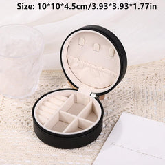 Round Travel Jewelry Box Earring Ring Box Portable Case Metal Buckle