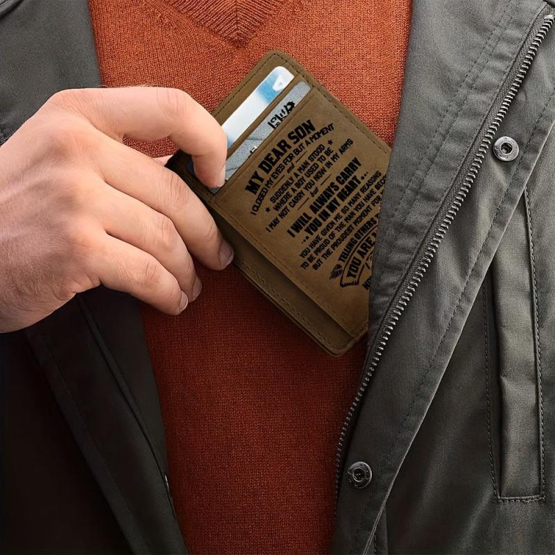 Vintage Leather Wallet Card Coin Holder for Son