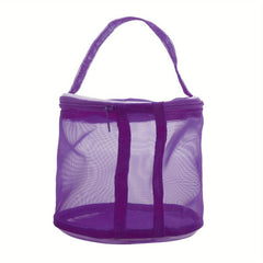 Minimalist Solid Mesh Storage Bag Zipper Handbag Beach Bag