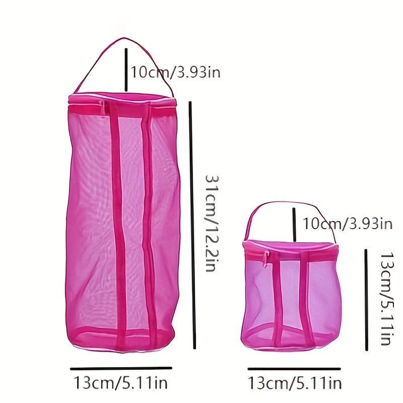 Minimalist Solid Mesh Storage Bag Zipper Handbag Beach Bag