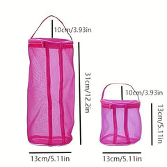 Minimalist Solid Mesh Storage Bag Zipper Handbag Beach Bag
