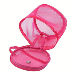 Minimalist Solid Mesh Storage Bag Zipper Handbag Beach Bag