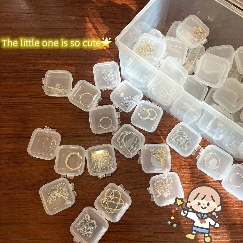 10pcs Clear Plastic Box Jewelry & Earplugs Storage Case with Lid