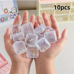10pcs Clear Plastic Box Jewelry & Earplugs Storage Case with Lid