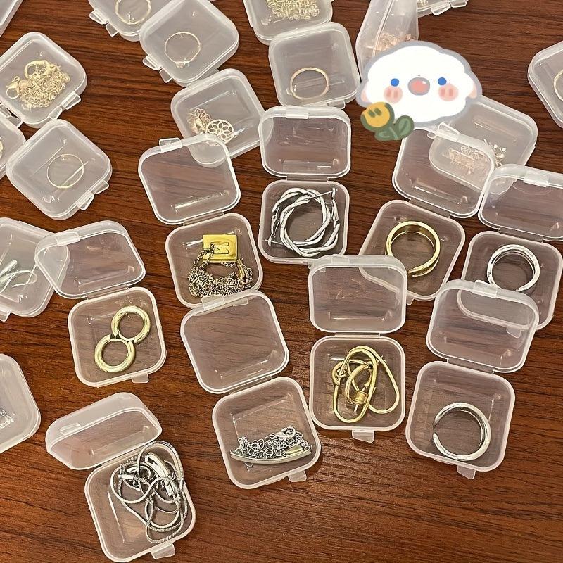 10pcs Clear Plastic Box Jewelry & Earplugs Storage Case with Lid