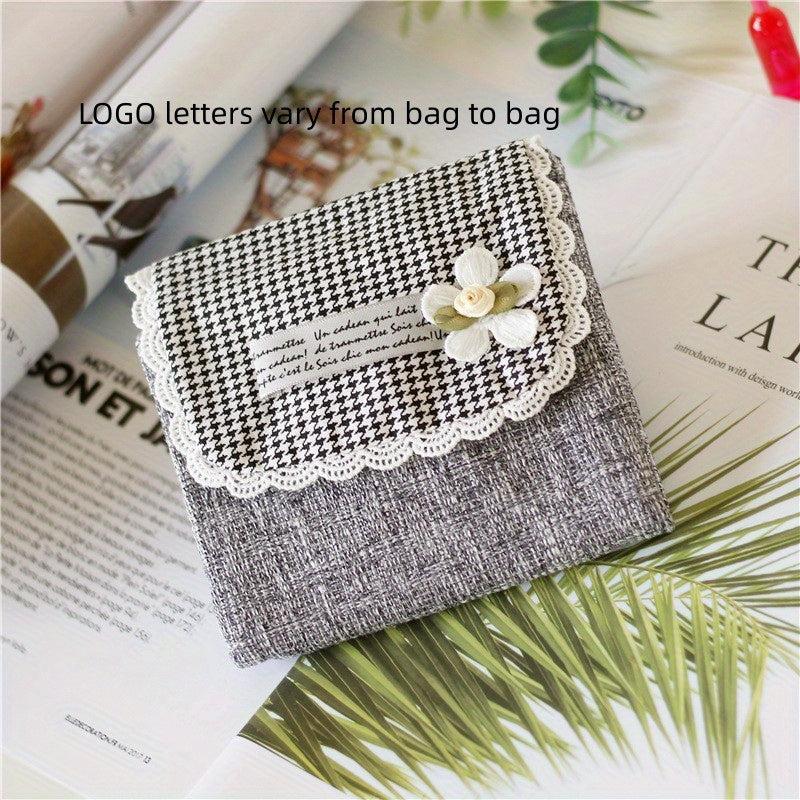 Flower Pattern Linen Napkin Storage Bag and Coin Purse