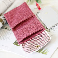 Flower Pattern Linen Napkin Storage Bag and Coin Purse