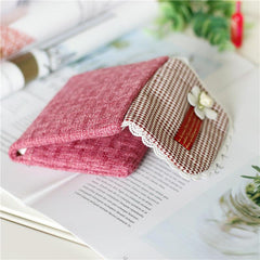 Flower Pattern Linen Napkin Storage Bag and Coin Purse
