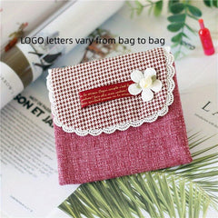 Flower Pattern Linen Napkin Storage Bag and Coin Purse