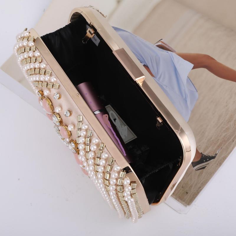 Rhinestone Evening Bag Faux Pearl Clutch Purse for Party