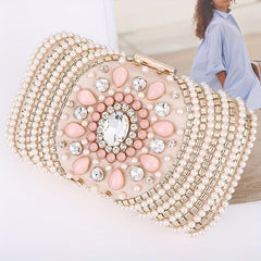 Rhinestone Evening Bag Faux Pearl Clutch Purse for Party