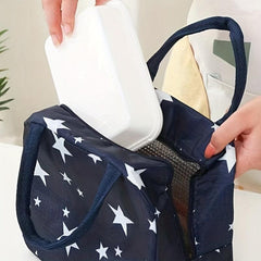 Cartoon Pattern Lunch Handbag Zipper Portable Storage Satchel Bag