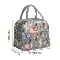 Cartoon Pattern Lunch Handbag Zipper Portable Storage Satchel Bag
