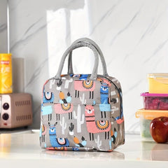 Cartoon Pattern Lunch Handbag Zipper Portable Storage Satchel Bag
