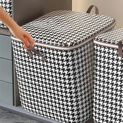 Large Capacity Houndstooth Print Bag Dustproof Zipper Organizer