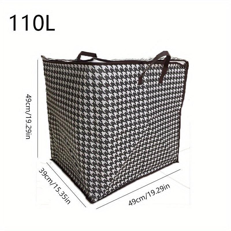 Large Capacity Houndstooth Print Bag Dustproof Zipper Organizer