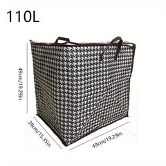 Large Capacity Houndstooth Print Bag Dustproof Zipper Organizer