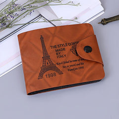 Men's Leather Short Wallet Eagle Tower Letter Pattern Wallet Money Clip