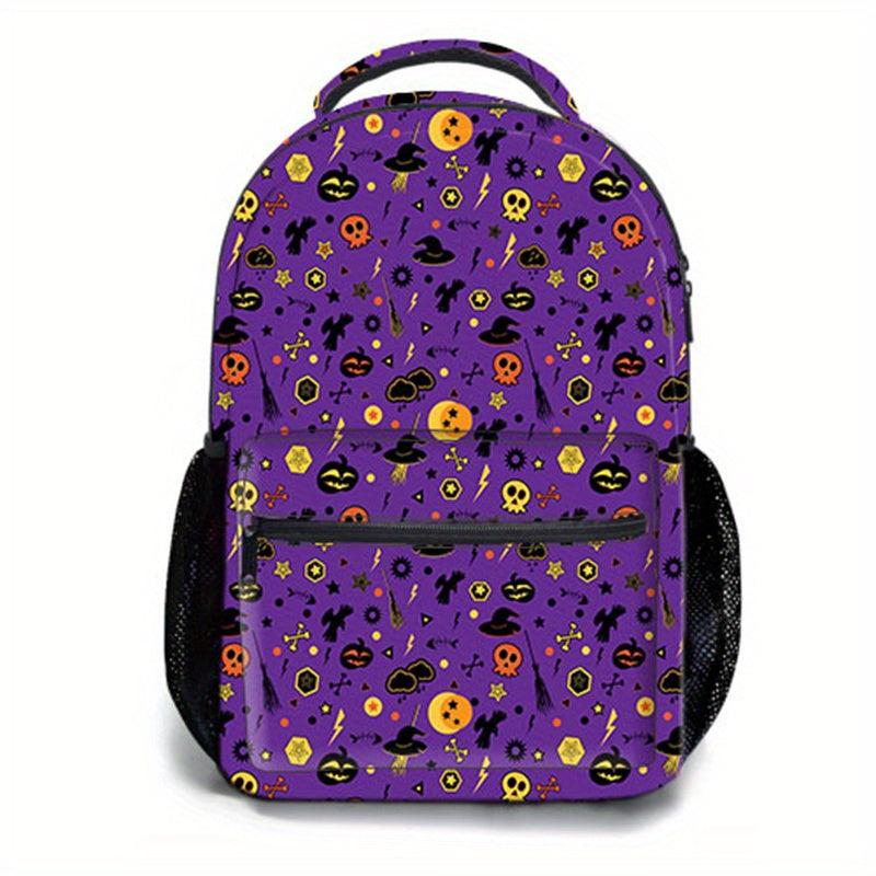 Halloween Pumpkin Skull Print Backpack for Students