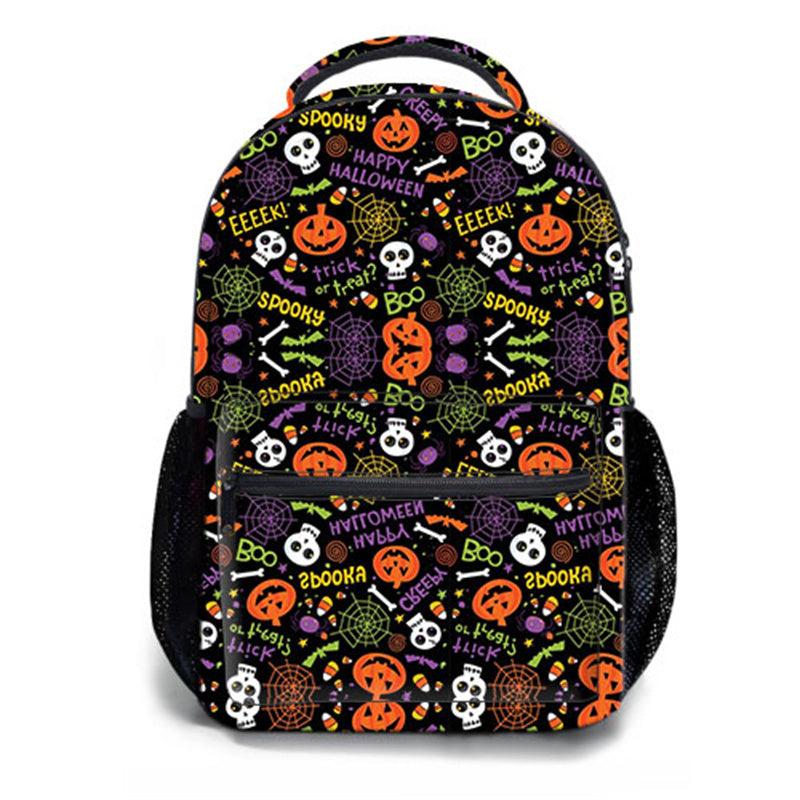 Halloween Pumpkin Skull Print Backpack for Students