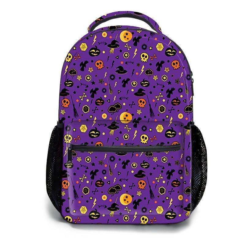 Halloween Pumpkin Skull Print Backpack for Students