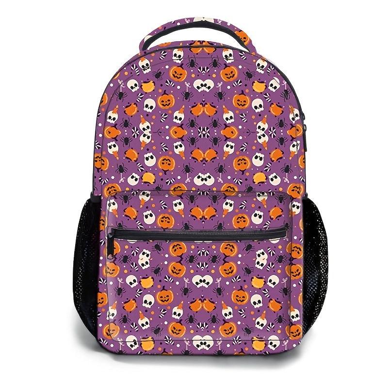 Halloween Pumpkin Skull Print Backpack for Students