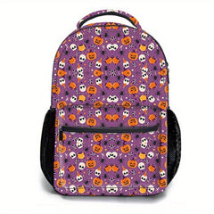 Halloween Pumpkin Skull Print Backpack for Students