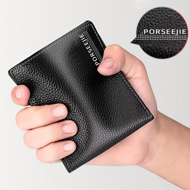 Men's PU Leather Short Wallet Retro Casual Ultra thin Wallet