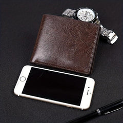 Men's Leather Short Wallet Money Clip Card Holder Thin Wallet