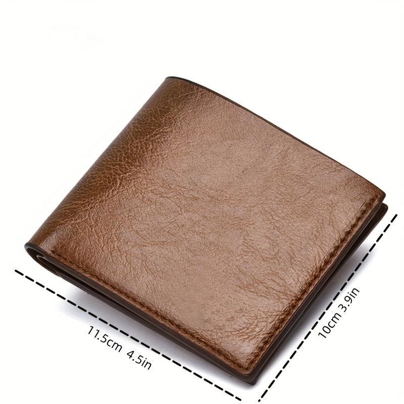 Men's Leather Short Wallet Money Clip Card Holder Thin Wallet