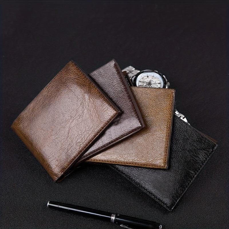 Men's Leather Short Wallet Money Clip Card Holder Thin Wallet