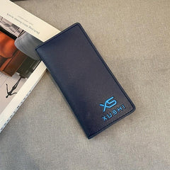 Men's Letter Embossed Long Wallet Money Clip