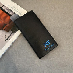 Men's Letter Embossed Long Wallet Money Clip
