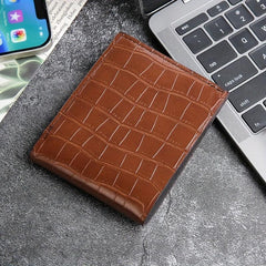 Men's Crocodile Pattern Leather Money Clip Wallet